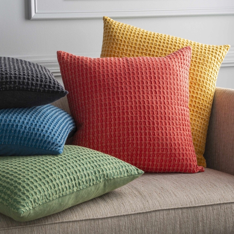 Throw Pillow Vibrant Coral High Pile Shag Texture