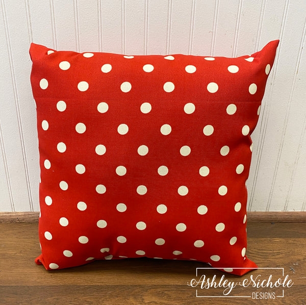 Throw Pillow Vibrant Red Polka Dots Outdoor Fabric Piped Edges