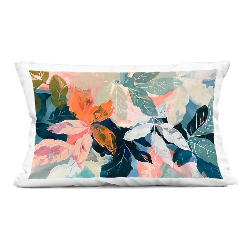 Throw Pillow, Vibrant Teal and Pink Artistic Tropical Landscape Print