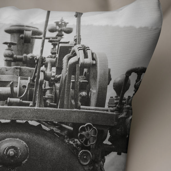 Throw Pillow Vintage Tractor Graphic Film Grain Aesthetic Rustic