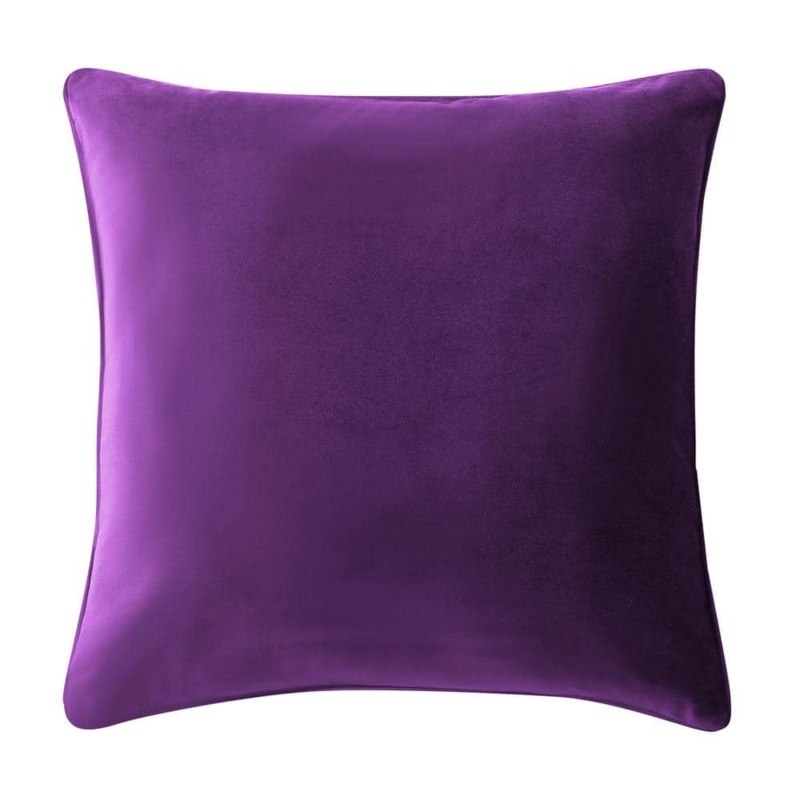 Throw Pillow Welted Trim Plush Texture, Plum Square Matte