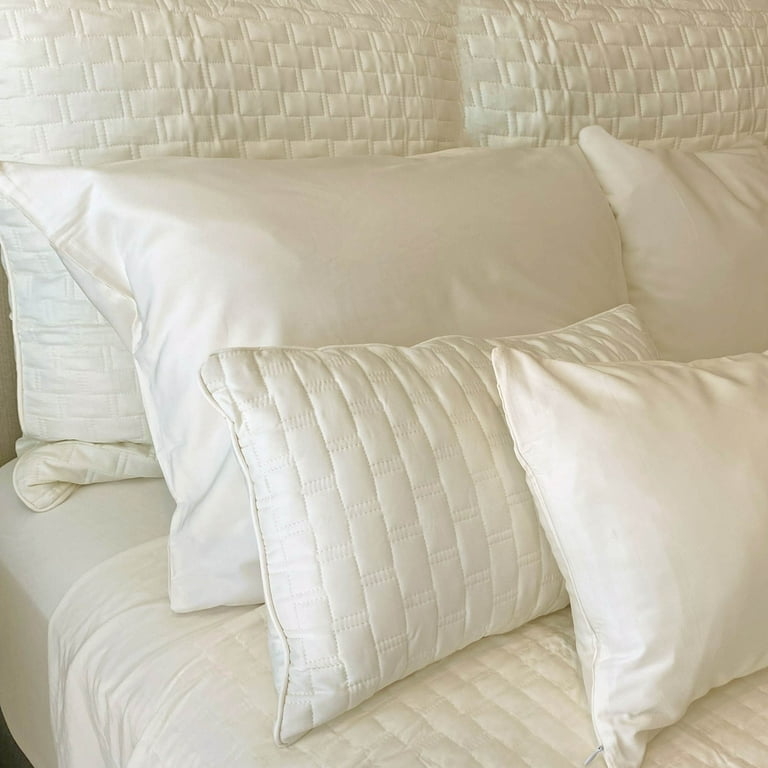 Throw Pillow White Diamond Quilted Texture Knife Edge Finish