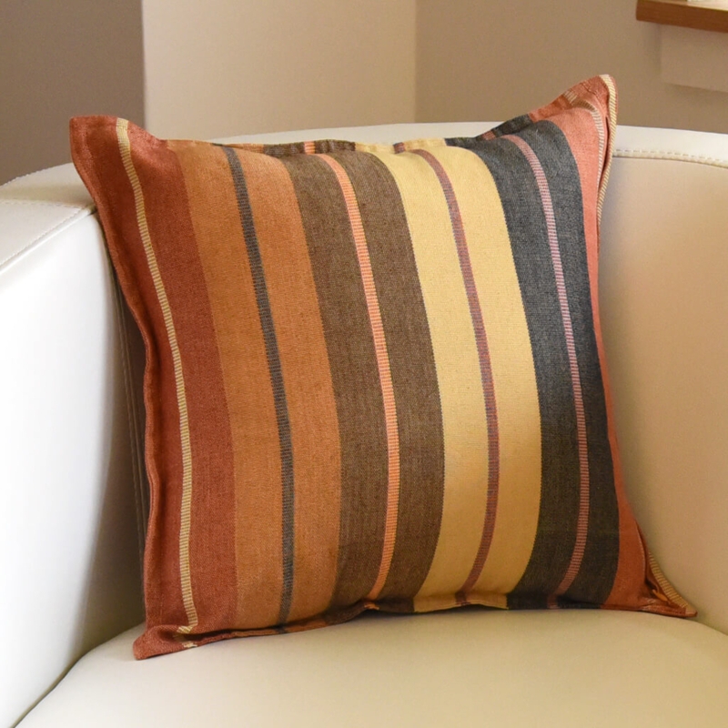 Throw Pillow Wide Caramel Stripes Woven Texture Modern Farmhouse