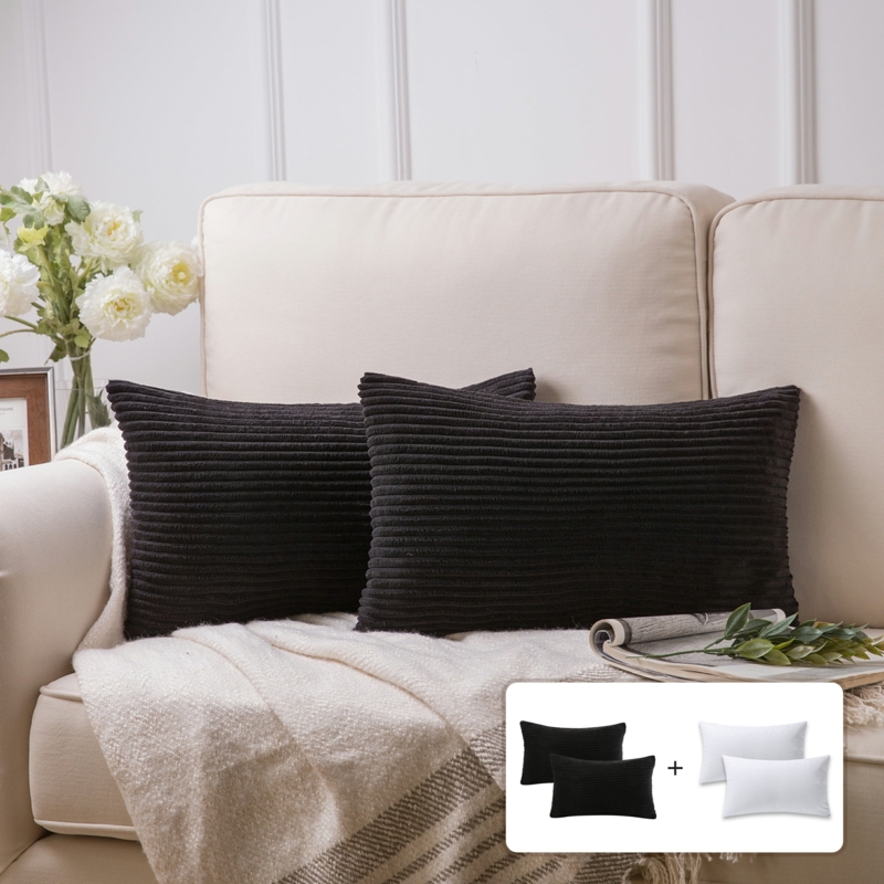 Throw Pillow Wide Wale Corduroy Ribbed Velvet Sophisticated
