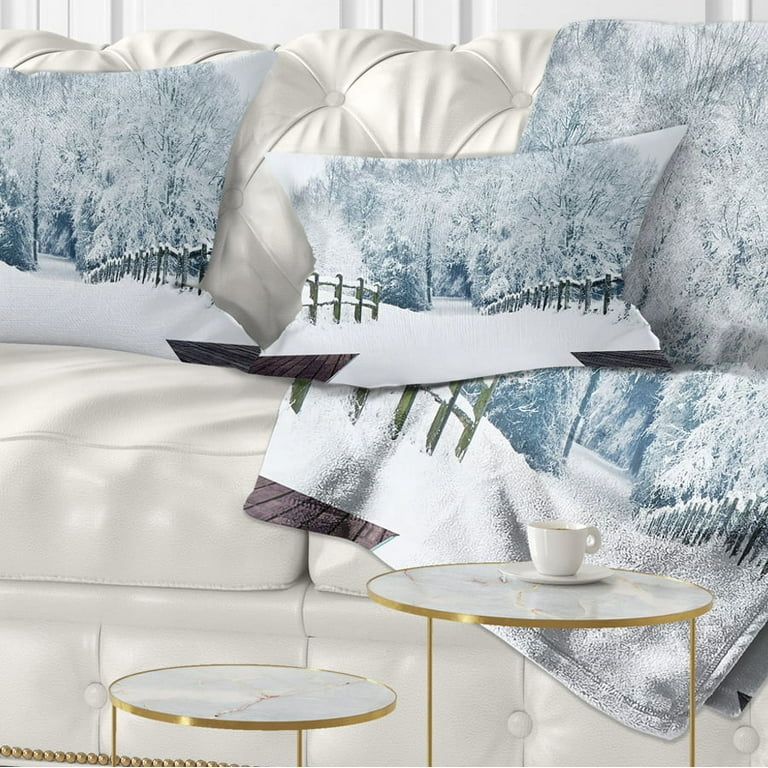 Throw Pillow, Winter Mountain Landscape Print Lumbar Rustic