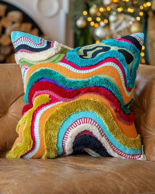 Throw Pillow with Abstract Organic Pattern in Earthy Warm Tones