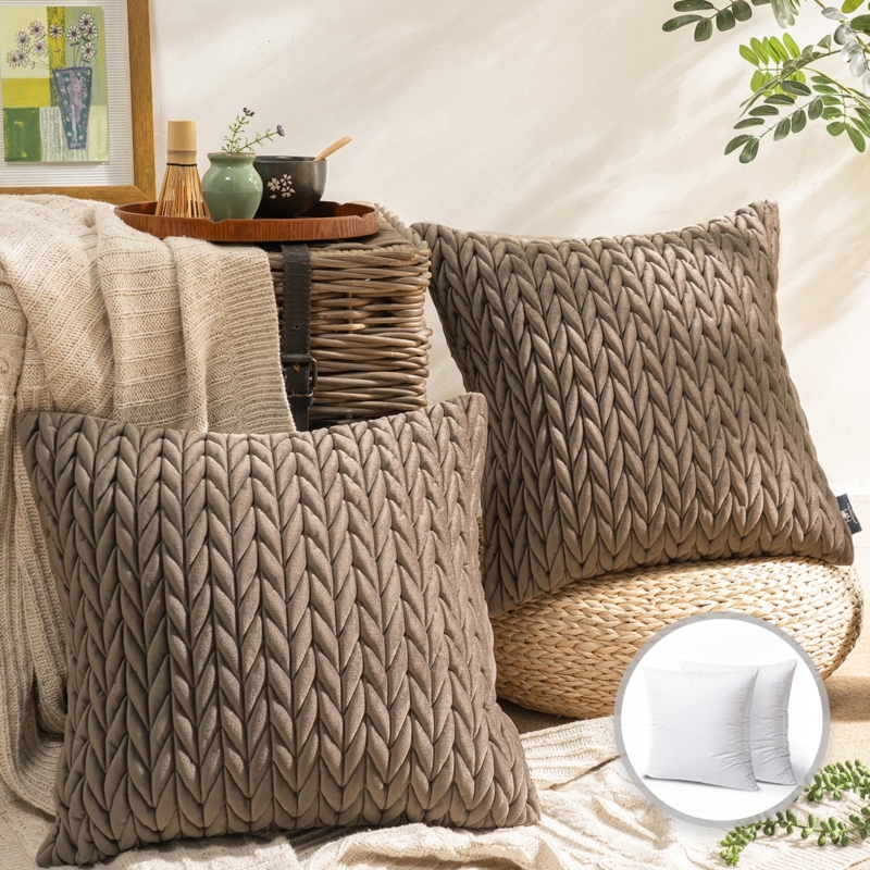 Throw Pillow with Braided Quilting & Pintuck Detail in Velvet