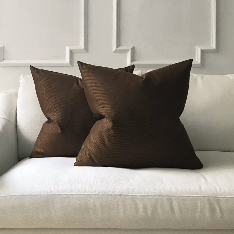 Throw Pillow with Chunky Woven Texture in Chocolate Brown
