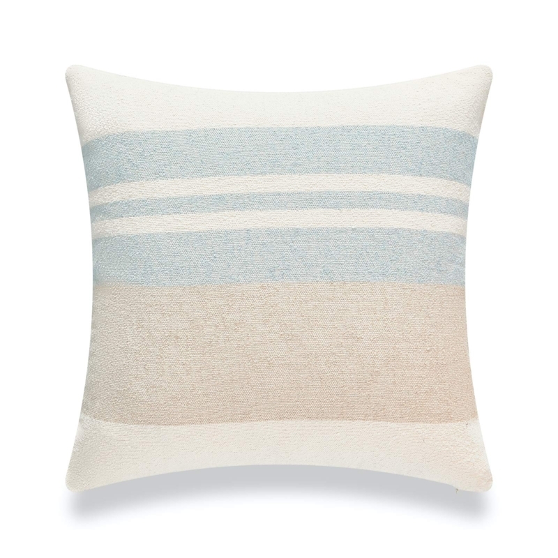 Throw Pillow with Color Blocked Stripes for Beach House Living Room