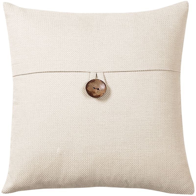 Throw Pillow with Decorative Flap Closure and Button Accents