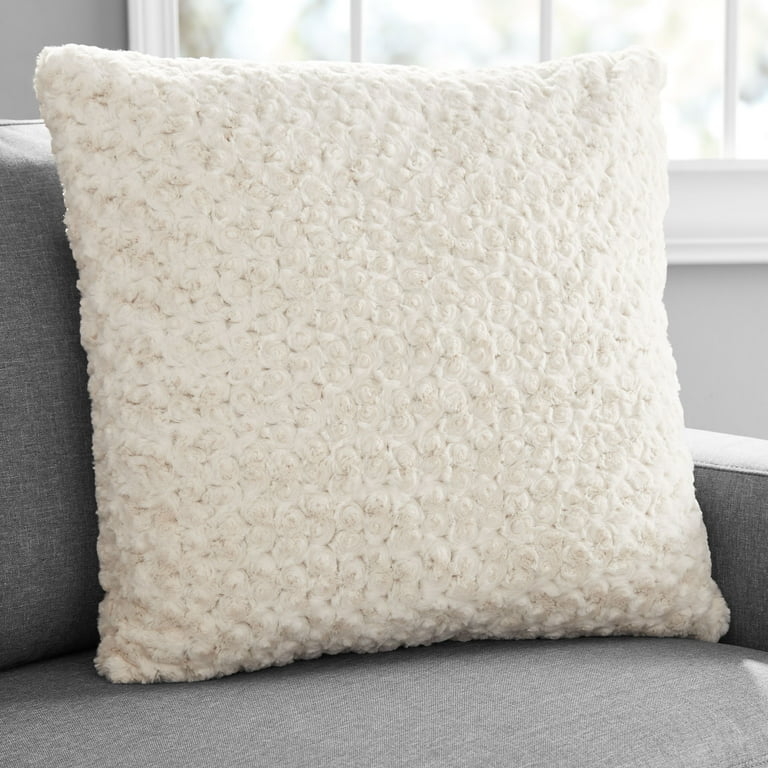 Throw Pillow with Ivory Plush Rosette Texture for Cozy Styling