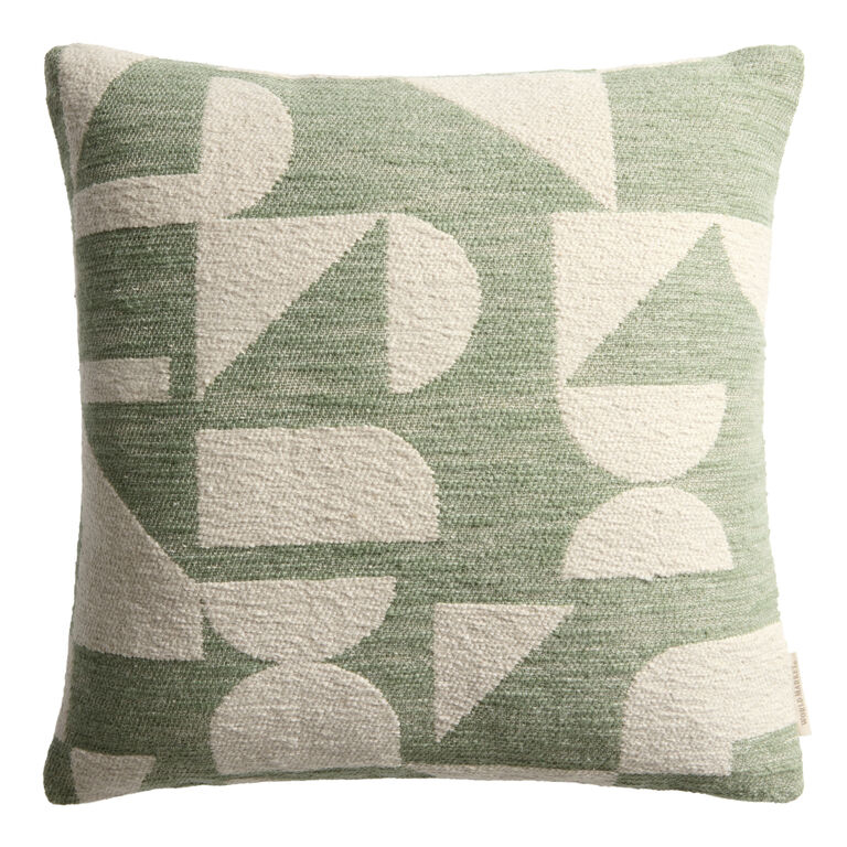 Throw Pillow with Sage Green and Ivory Abstract Organic Shapes