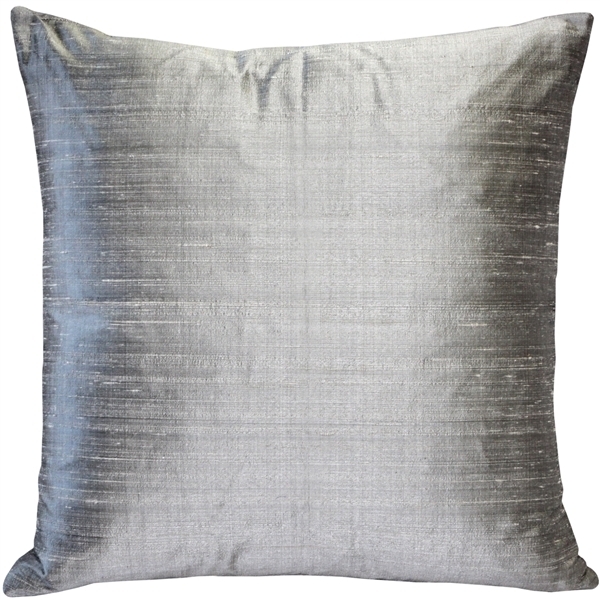 Throw Pillow with soft silk-like luster and horizontal slub texture grey