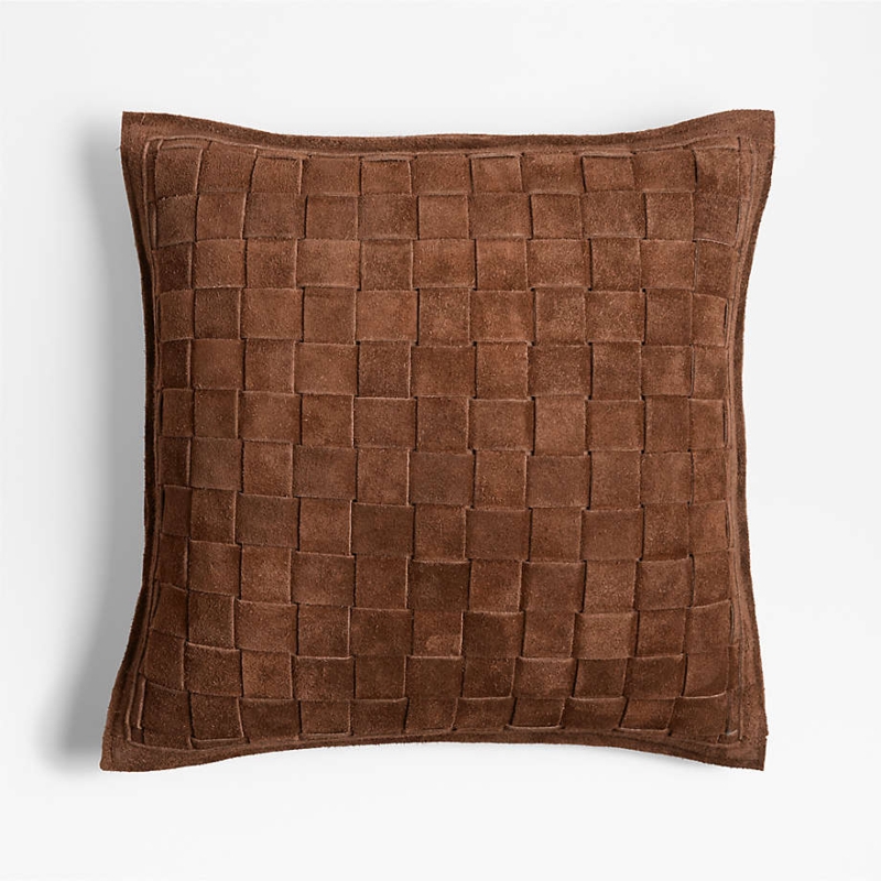 Throw Pillow with Suede-Like Basketweave Pattern
