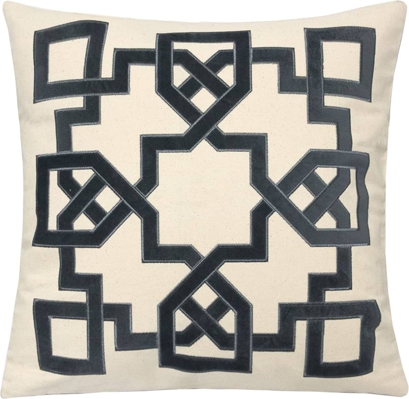 Throw Pillow with Traditional Celtic Knot Motif Applique on Canvas