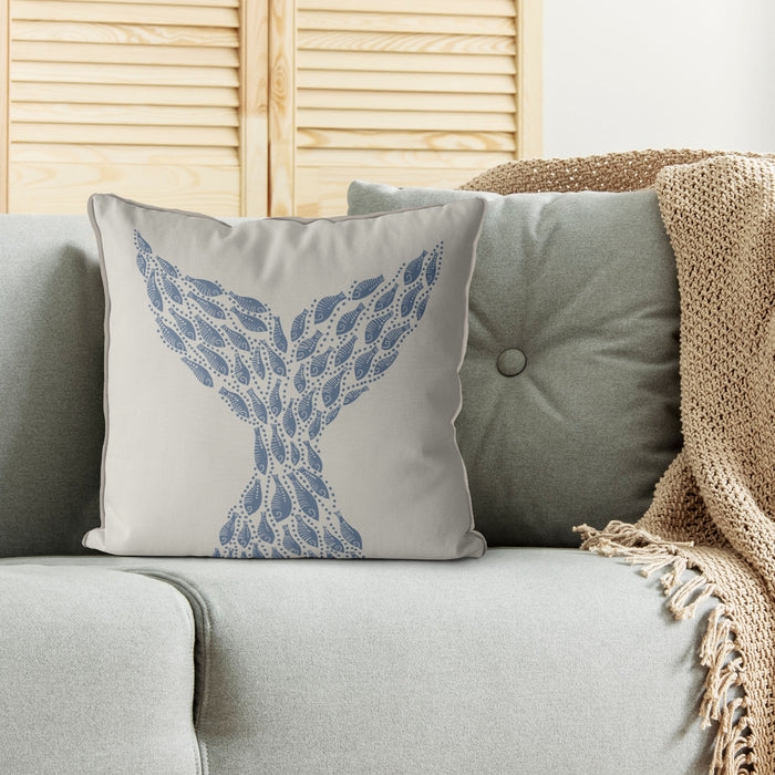 Throw Pillow with Whimsical Fish Illustration for Coastal Bedroom Accents