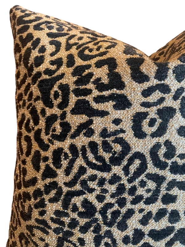 Throw Pillow Woven Chenille Leopard Print Safari Chic Accent