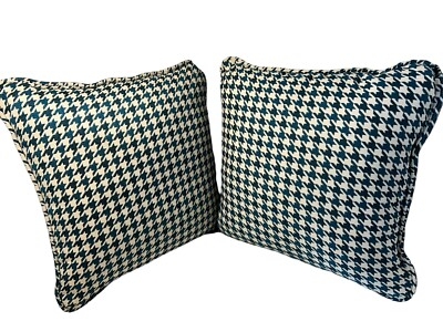 Throw Pillow Woven Knife Edge Teal Houndstooth Throw Pillows