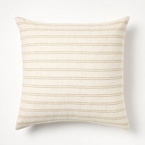 Throw Pillow Woven Pinstripes Corner Tassels Oversized Square Cream