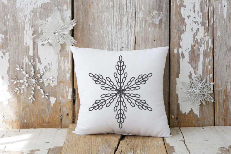 Throw Pillow Woven Texture Blue Snowflake Graphic
