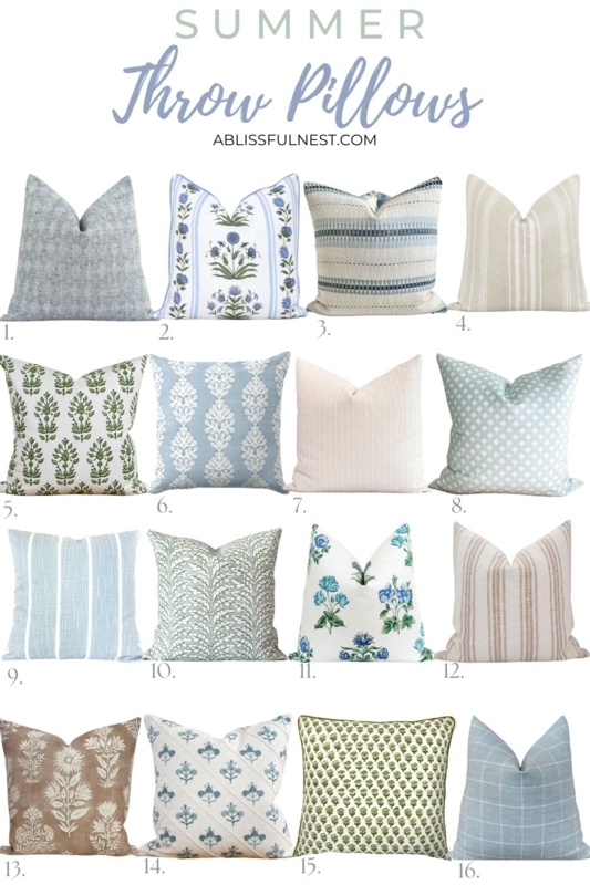 Throw Pillows: Blue Toile & Fringed Texture Arrangement