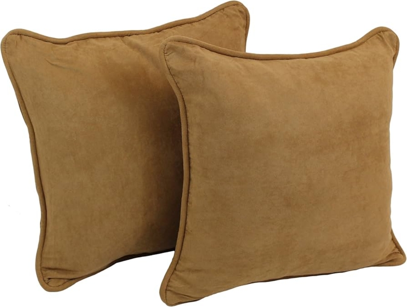 Throw Pillows Camel Microsuede Double Corded Edge Set of 2