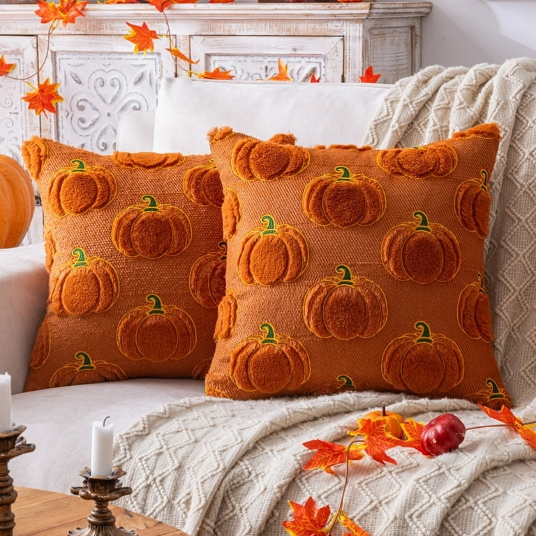 Throw Pillows Chenille Texture Rust Orange Textured Fall Styling
