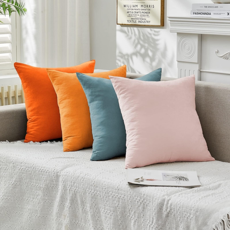 Throw Pillows Colorful Abstract Set Teal Orange Brushstroke Texture