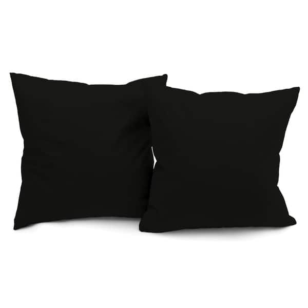 Throw Pillows Flanged Edge Navy Blue Microsuede Set of 2