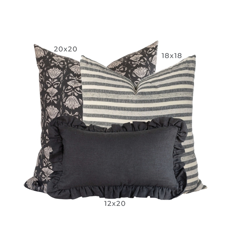 Throw Pillows Floral Pattern Charcoal Botanical Set Moody
