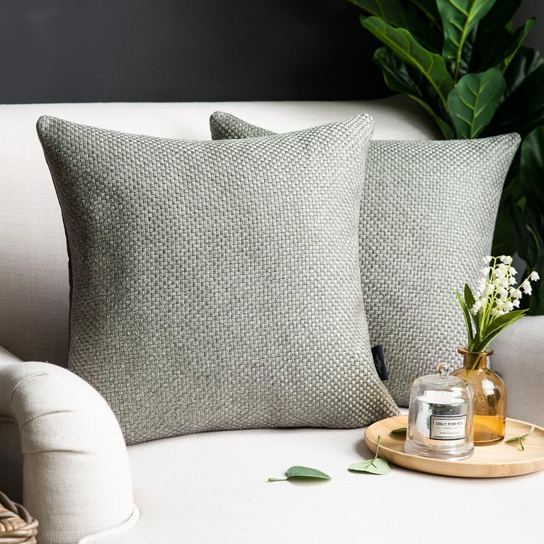 Throw Pillows Gray Checkerboard Weave Outdoor Styling Woven Plaid