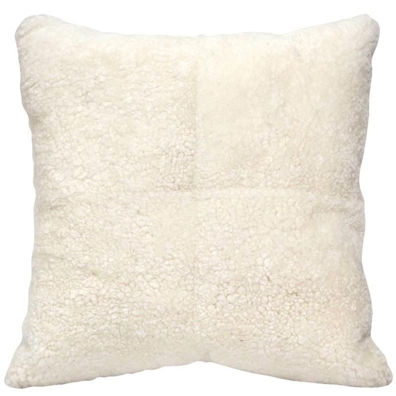 Throw Pillows, Ivory Shorn Sheepskin, Dense Curly Texture, Scandi Style