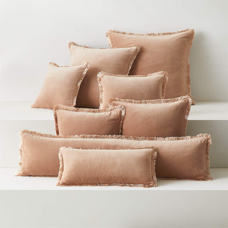 Throw Pillows Light Brown Velvet Earthy Tone Decorative