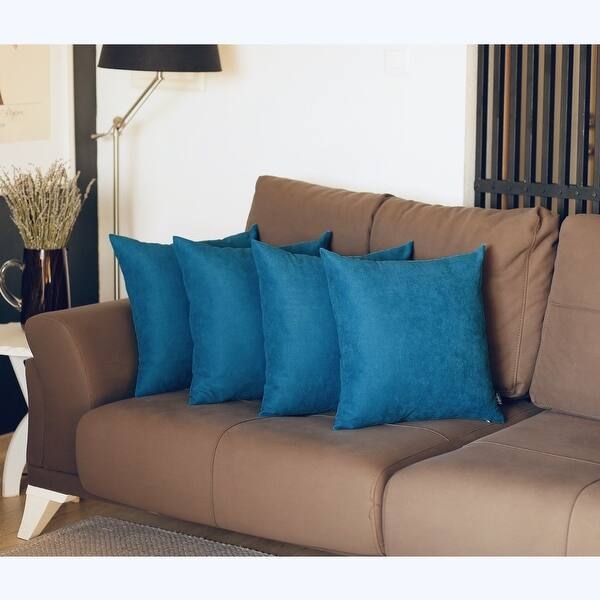 Throw Pillows Mustard Yellow And Grey Mix Plush Set Of Four Decorative