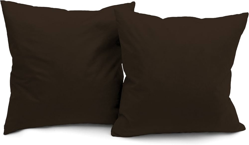Throw Pillows Piped Edges Chocolate Brown Microsuede Set