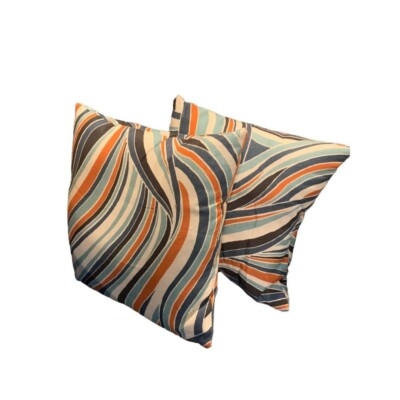 Throw Pillows: Retro Swirl Print, Orange and Brown Psychedelic, Set of 2