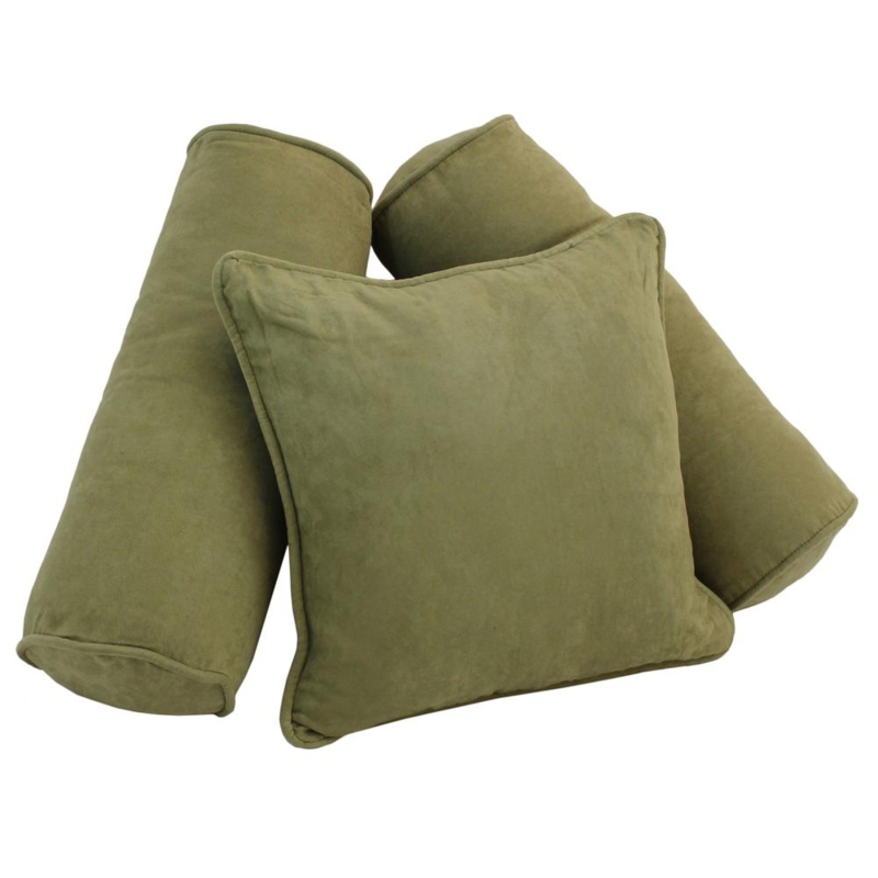 Throw Pillows Sage Green Microsuede Double Corded Set of 3