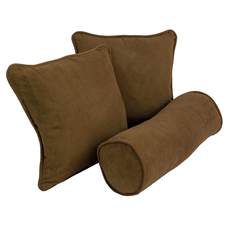 Throw Pillows Set of 3 Chocolate Brown Double Corded