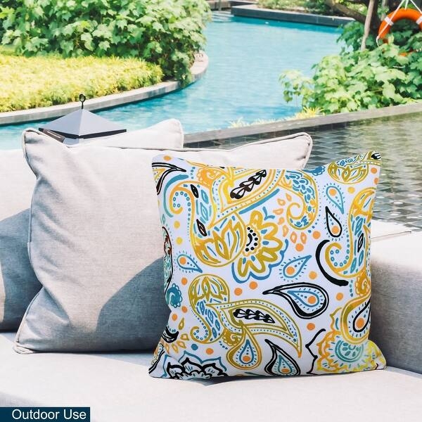Throw Pillows Set of 4, Earthy Tone Woven Fabric, Indoor Outdoor Use
