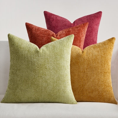 Throw Pillows Set: Ribbed Chenille Like Texture in Multi Color Palette