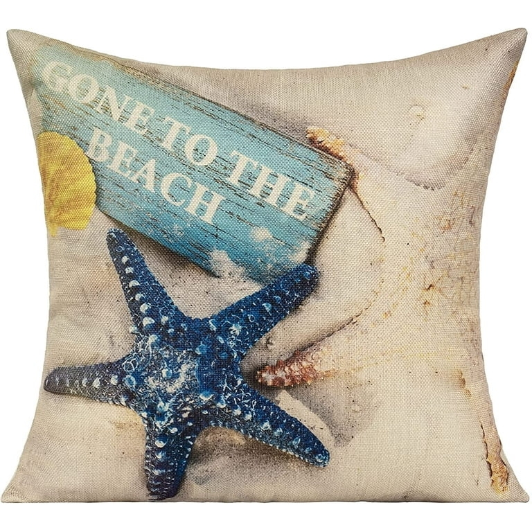 Throw Pillows Set Sea Creature Motifs Outdoor Fabric Coastal Patio