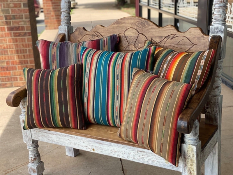 Throw Pillows Southwestern Serape Stripes Vibrant Woven Rectangular