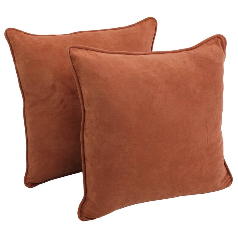 Throw Pillows Teal Microsuede Corded Edges Square Set of 2