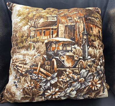 Throw Pillows: Vintage Americana Illustrations, Velvet-Like Fabric, Set of 2