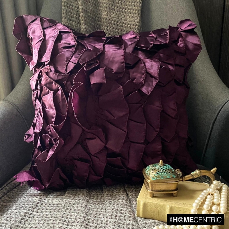 Throw Pillows Violet Lustrous Satin Like Ruffled Vintage Glam Decor