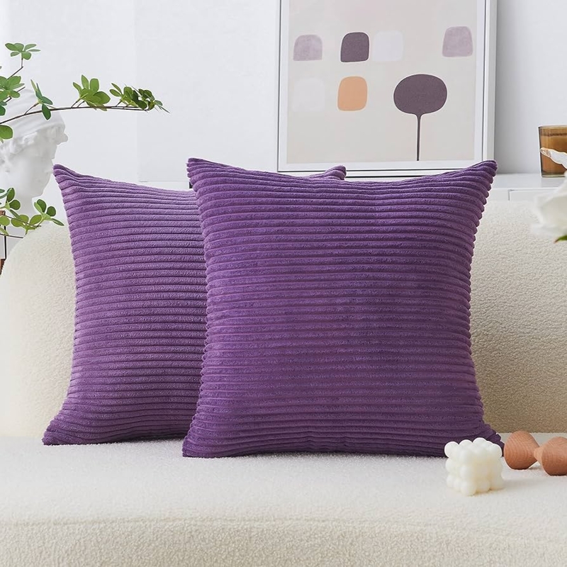 Throw Pillows Wide Wale Corduroy Ribbed, Eggplant Jewel Tone