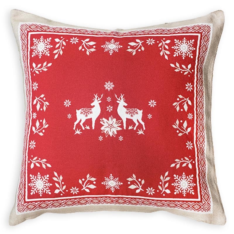 Throw Pillows Woven Jacquard Blue Winter Landscape Alpine Lodge