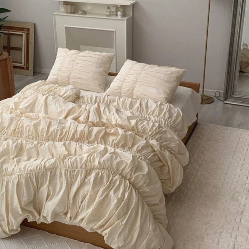 Tiered Ruffle Bedding Set Ivory French Provincial Bedroom Decor