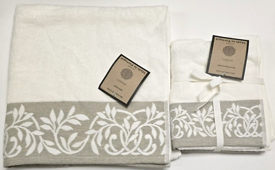 Towel Linen-Like Cotton Blend Embroidered Border, Coastal Style