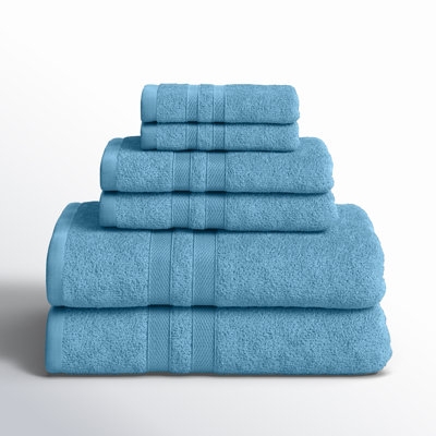 Towel Set: Blue Gradient Palette, Thick Terry Texture, Modern Coastal